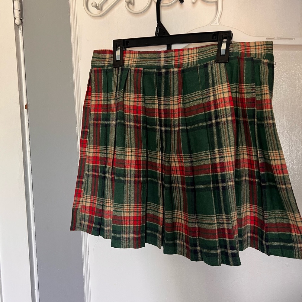 Plaid Green and Red Women's Skirt